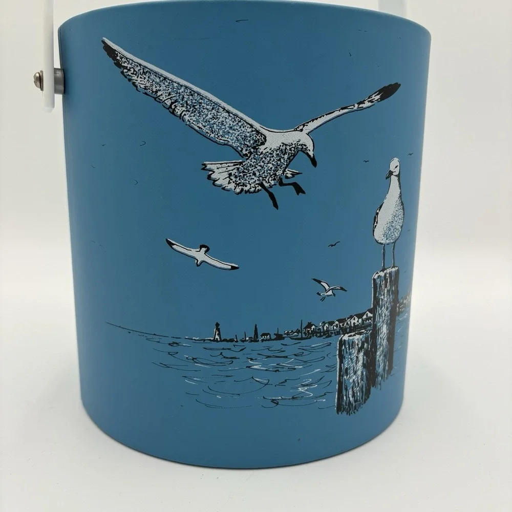 Vintage Summertime Ice Bucket With Tongs - Seagull‎ Pier Design